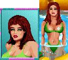 A beautiful woman in a pool